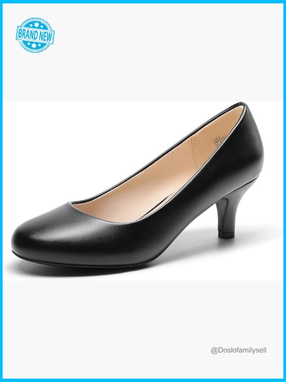 Classic Low Heel Pumps Comfortable Work Shoes Slip-On Round Toe Kitten Heel